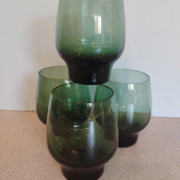 Libbey MCM Tempo Pattern Lage Juice Glasses, Teal, set of 4 - Picture 2 of 6